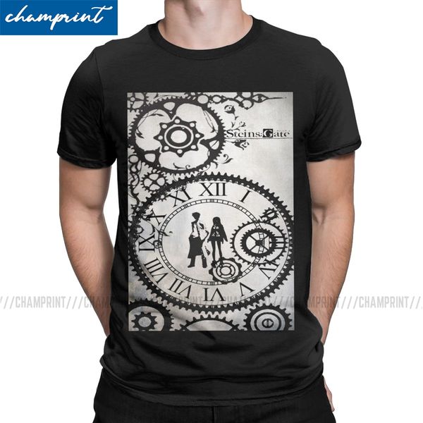 

men's steins gate graphic leisure short sleeve okabe kurisu anime o neck clothing gift idea sport hooded sweatshirt hoodie men t shirt