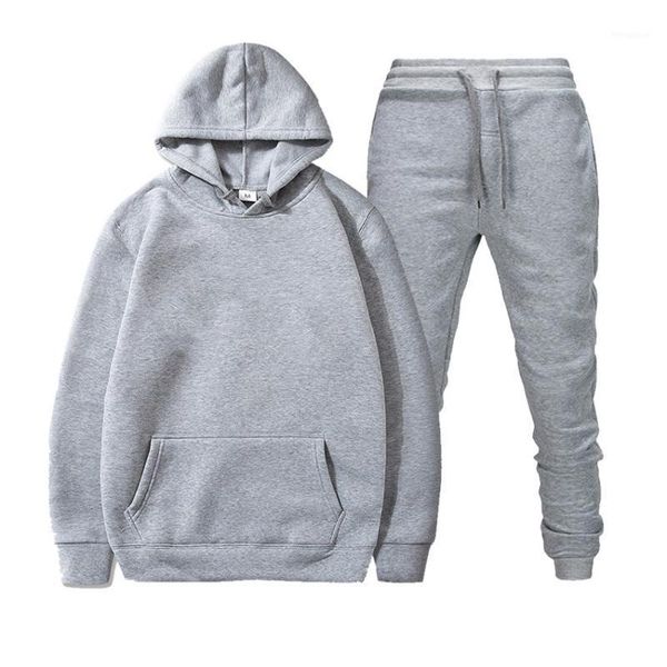 

sparsil fashion hoodies set men hoodies+pants 2 pieces suit women tracksuit solid color sweatshirt sport suit streetwear1, Gray