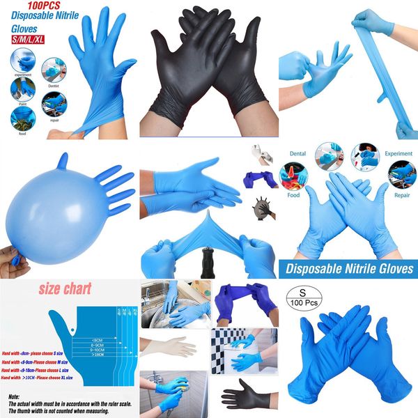 

factory outlet/lot grade food black blue white waterproof allergy disposable work safety nitrile gloves mechanicacn