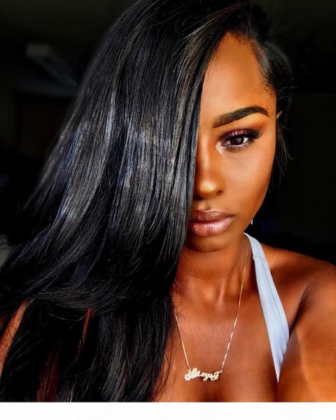 

unprocessed straight brazilian peruvian mongolian weave non remy human hair 4 bundles with lace closure 4*4 natural color, Black;brown