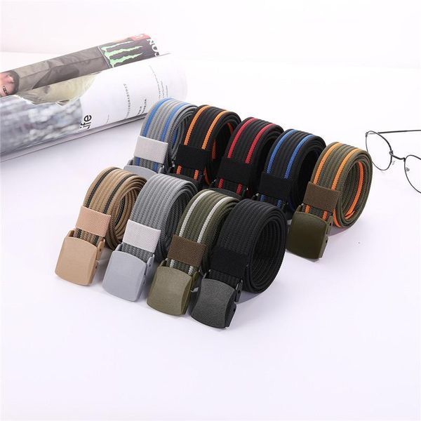 

men female belts nylon adjustable belt men outdoor travel tactical waist belt with plastic buckle for pants 120cm, Black;brown