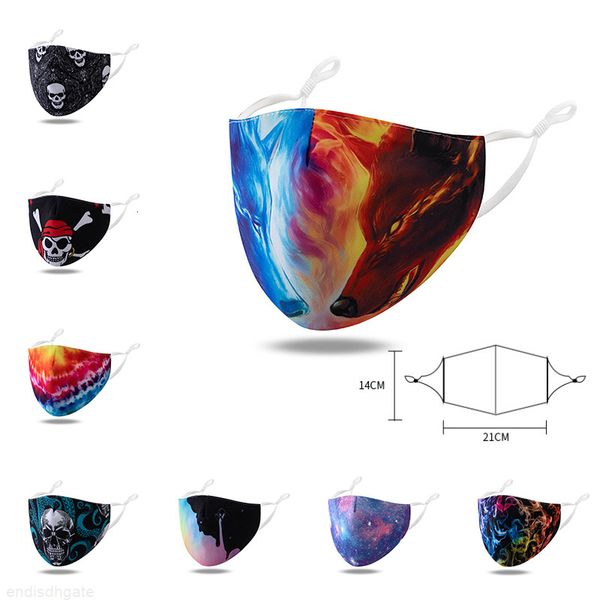 

watercolor flame skeleton painted smoke fashion face mask face mouth masks anti-dust protection printed washable cotton masks