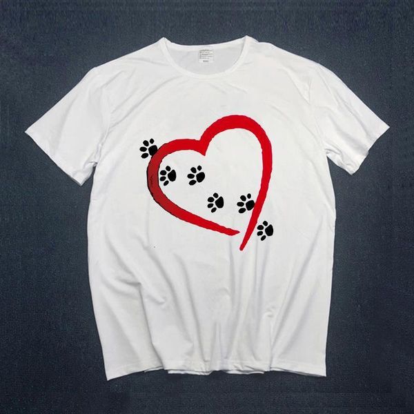 

women dog paw heart print girls clothing tees graphic female ladies womens lady t-shirt tumblr t shirt t-shirt, White