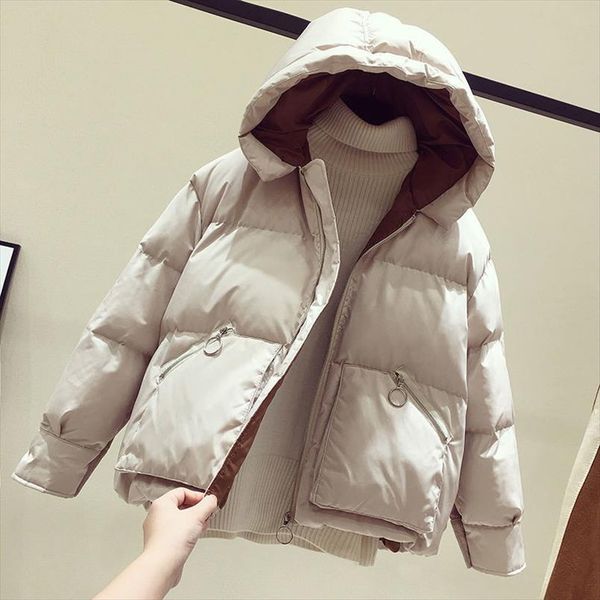 

2020 new winter jacket women coat parkas short hooded casual overcoat warm cotton padded jacket parka female outwear 1020, Black