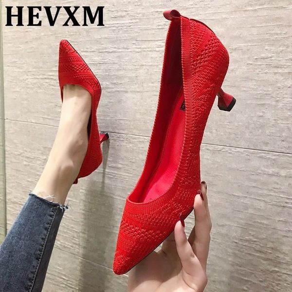 

dress shoes 2021 spring women pumps fashion pointed toe elastic knitting thin high heels party wedding 5.5cm1, Black