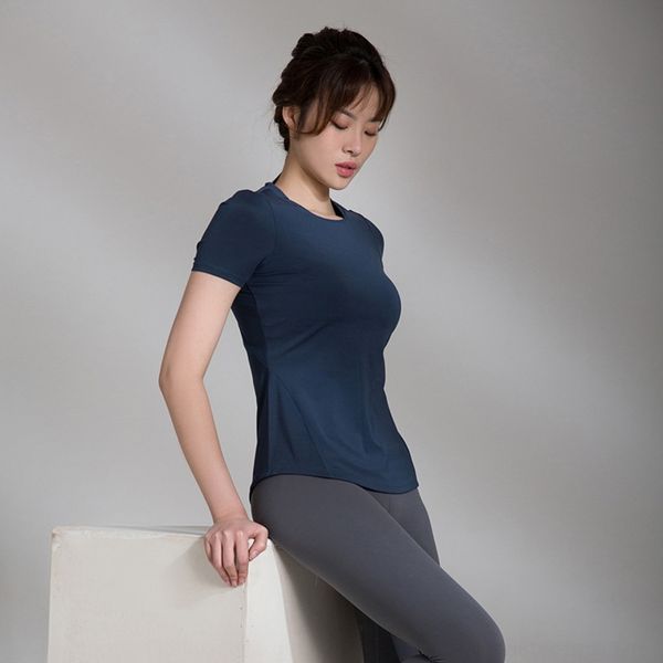 

wbsmb quick and slim yoga dress for women fashion women's suit slim bottomed short sleeve sportswearbreathable fashion new drying fitne, Gray
