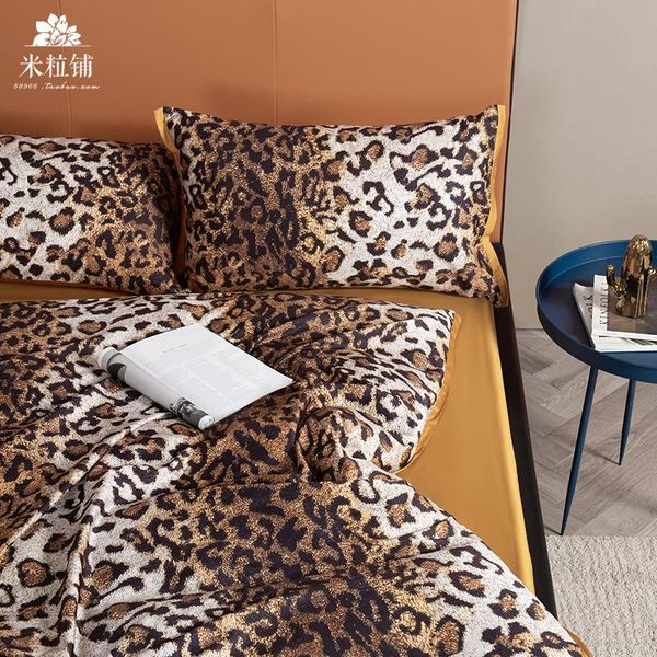 

double ab side bed sheet leopard print bedding set egyptian cotton bed linen king size duvet cover