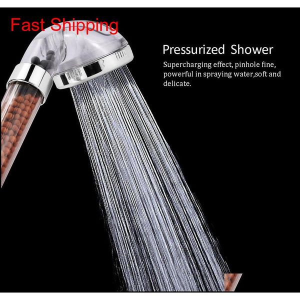 

new stainless steel shower head high pressure boosting water saving healthy negative ion filter balls beads bath qyllzx yh_pack