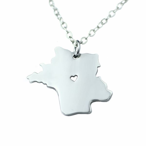 

european and american, french map necklace pendant stainless steel jewelry, Silver