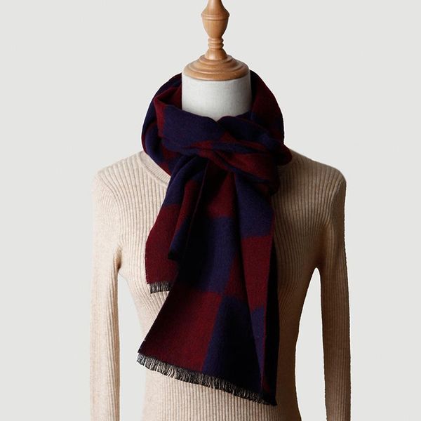 

scarves 100% wool scarf winter men women checked shawl for lady thick keep warm autumn, Blue;gray