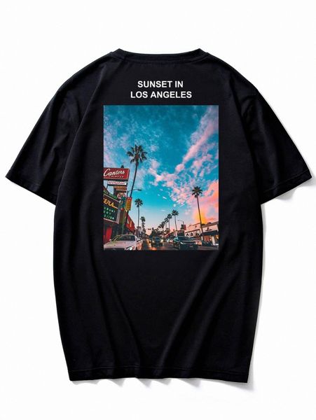 

men street view and letter graphic tee s93l#, White;black