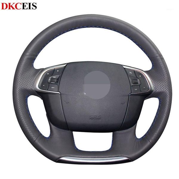 

diy hand-stitched black soft pu artificial leather car steering wheel cover for c4 c4l 2011-2020 ds41