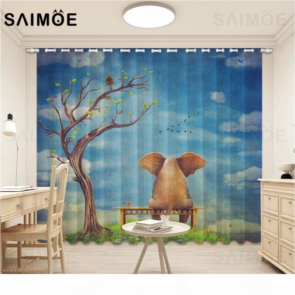 

saimoe africa elephant window curtains animal art living room bedroom curtain waterproof decor curtains ultra thin micro shading