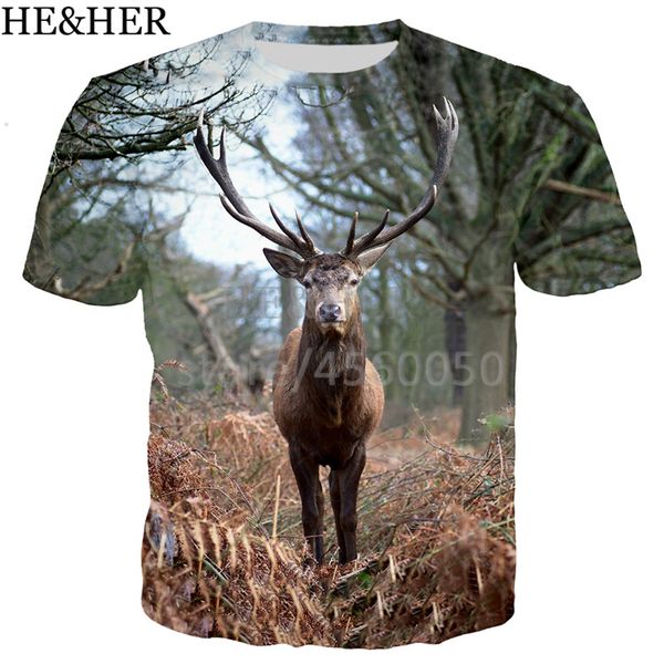 

new animal deer 3d print shirts funny harajuku anime men clothing