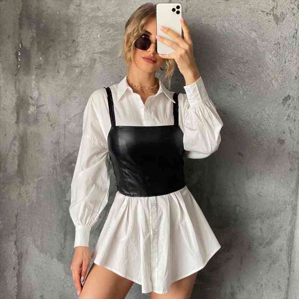 

pu leather camisole womans solid color sling tank black slim elastic short waistcoat female clothes, White