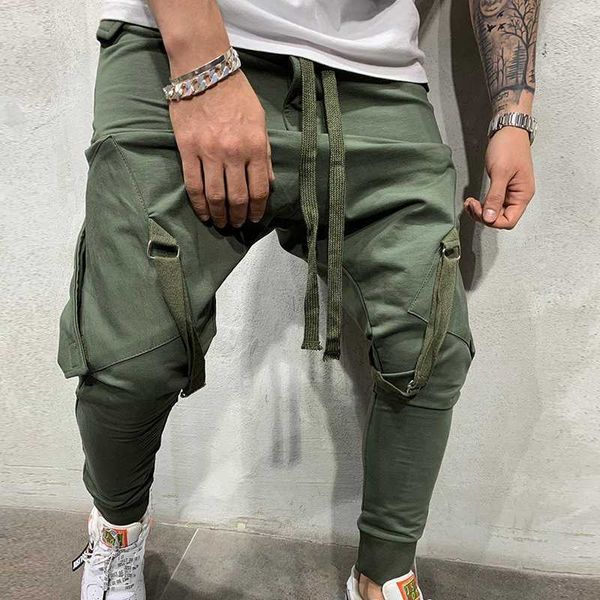 

fashion new streetwear sweatpants for men causal sportswear pants solid color trendy men's hip hop sweatpants trousers, Black