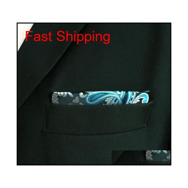 

dh7 blue silver paisley mens pocket square silk wedding handkerchief fa qyllfi mj_fashion, Blue;white