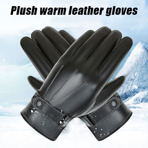 

winter pu leather motorcycle cycling touching screen full finger gloves hb88, Blue;gray