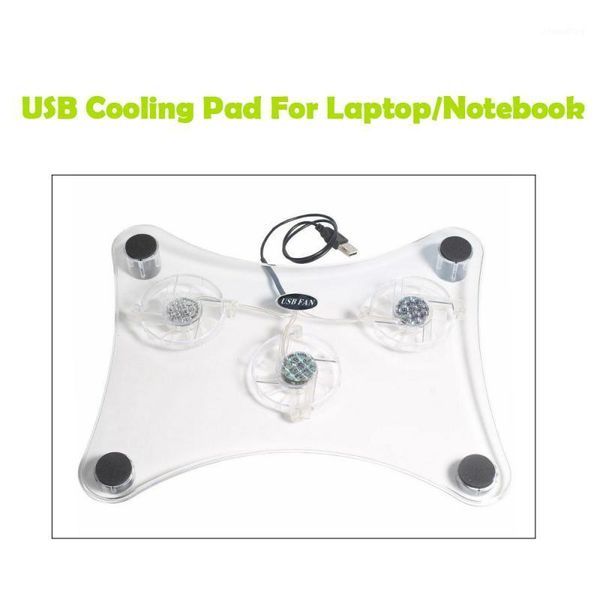 

transparent 3 fans usb cooler cooling pad stand led light radiator for notebook1