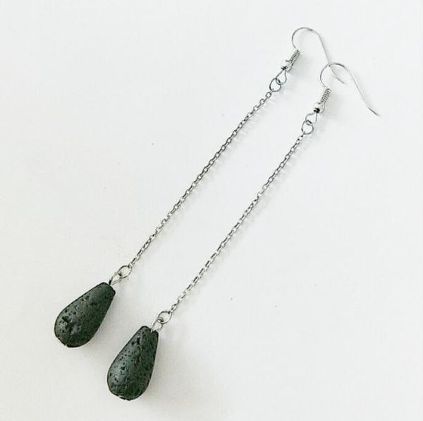 

2 style selection women long tassel volcanic stone lava earrings essential oil yoga earrings black dangle & chandelier earrings, Silver
