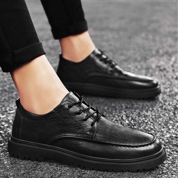 

men's casual suit groom's wedding fashion shoes men's business formal dress british work clothes small leather, Black