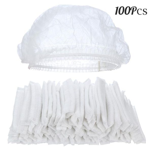 

shower caps 100pc disposable non-woven paper chef hat for restaurant kitchen el home cap toalha magica de secagem hair bonnet