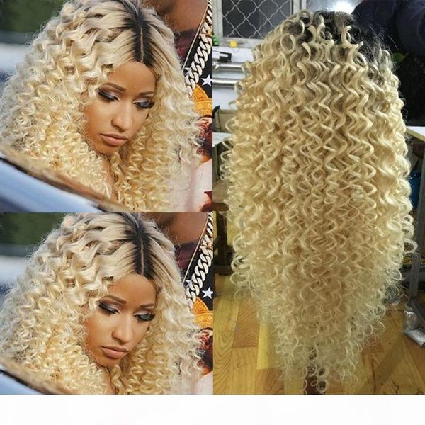 

# 1b 613 blonde человеческих волос парики kinky завитые бразильский блондинка полный парик человеческих волос парики могут быть окрашены для, Black;brown