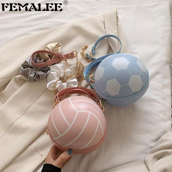 

football and volleyball round balls totes women chain shoulder bag creative handbags chic messenger purse travel crossbody bag