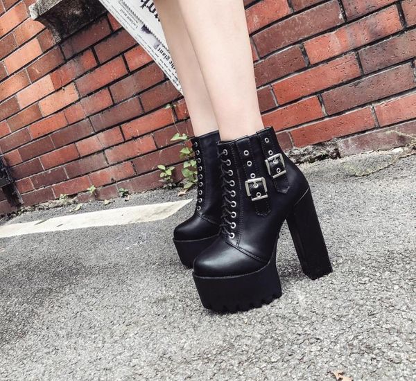 

lady boots brand women's shoes round toe booties woman 2020 high heels boots-women winter footwear ladies fashion, Black