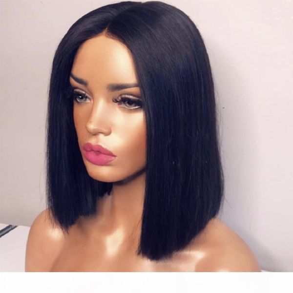 

short bob silk base lace front wig brazilian remy human hair scalp base closure wigs bob straight king brilliant, Black;brown