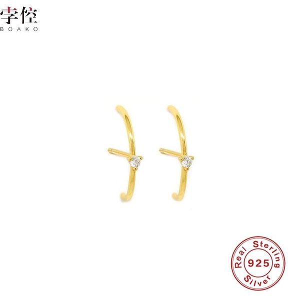 

boako s925 silver earrings for women fine jewelry pendiente piercing ohrringe luxury stud earrings brincos aretes for party cz, Golden;silver