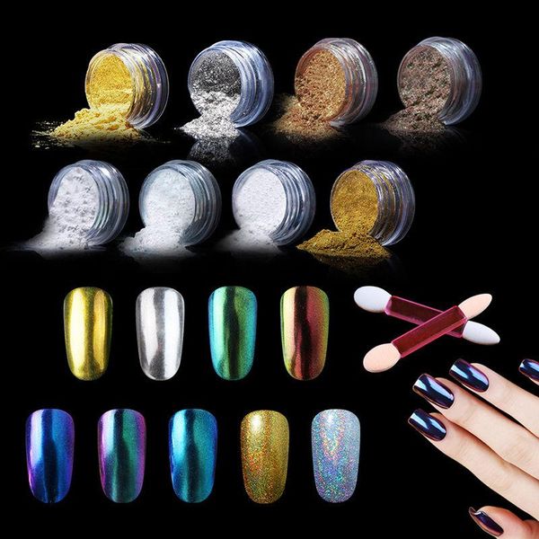 

nail glitter elite99 1g shinning mirror powder gorgeous art chrome pigment glitters dust for uv effect polish, Silver;gold