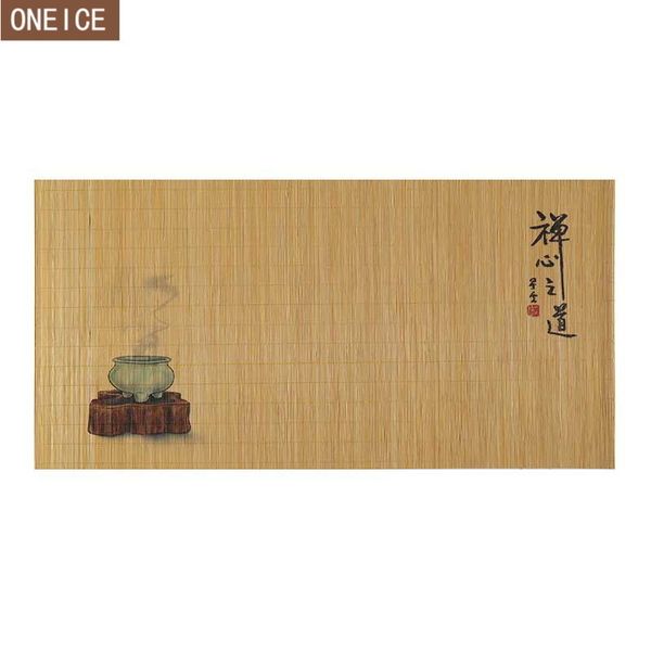 1 pcs serviette de style chinois coussin isolant tissé à la main en bambou anti-dérapant tapis de table d'impression décorative tapis de thé Kung Fu 30 * 60cm Y200328