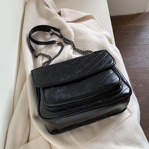 

solid color vintage leather crossbody bags for women 2020 winter shoulder simple bag female travel chain handbags lady c1008
