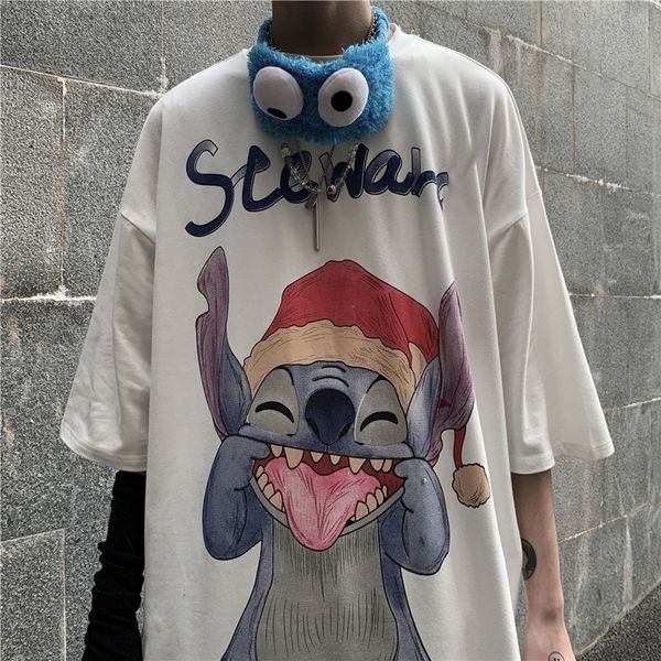 

gsro0 summer korean and for print hip hop bottoming loose bf with short tshirt sleeve t-shirt cartoon men ins women qckue, Blue