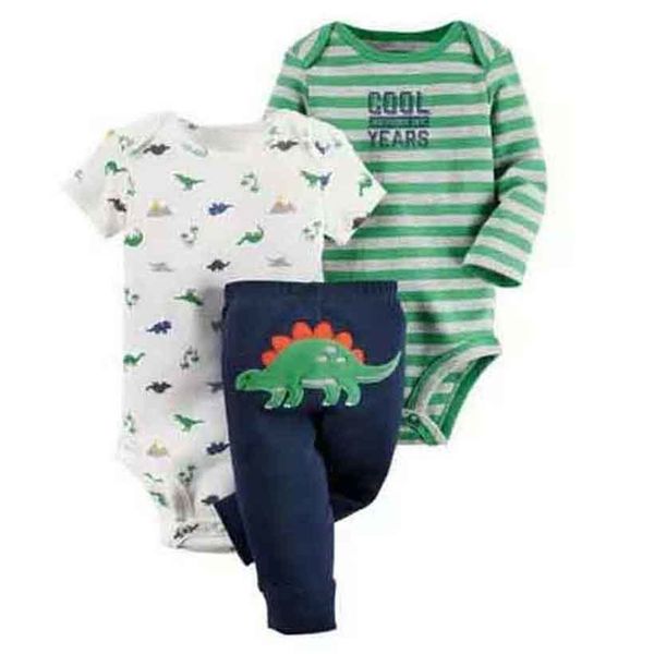 

cartoon dinosaur long sleeve bodysuit+pants for newborn baby boy girl clothes set cotton new born outfit infant babies suit y200323, White