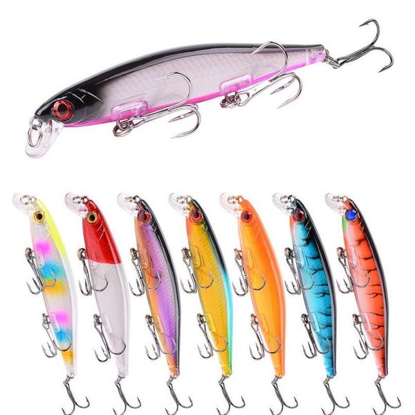 

1pcs minnow fishing lure laser hard artificial bait 3d eyes 11cm 12.9g fishing wobbler diving 0.2m-1m crankbait qylltu