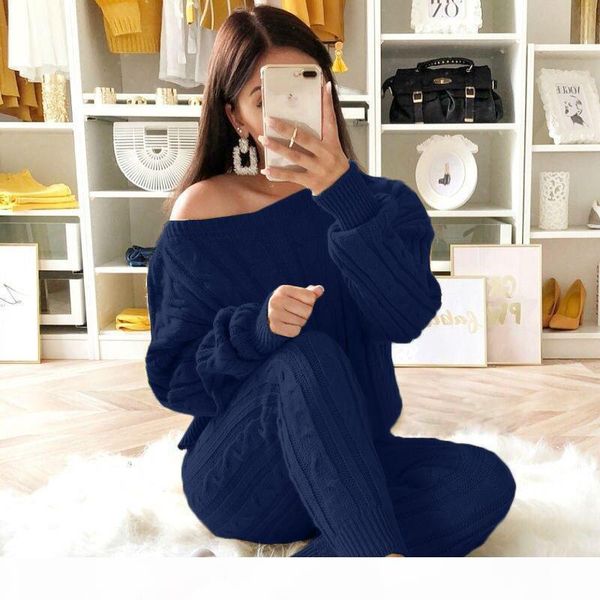 

designer women sweaters sets crew neck long sleeve spring ladies knit suits casual female two piece sets, White;black