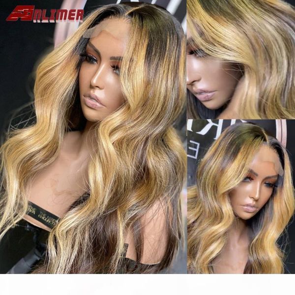 

lace front human hair wigs for women body wave brazilian remy highlight ombre brown blonde 5*5'' silk lace wig pre plucked, Black;brown
