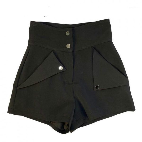 

women short black high waist shorts all match vintage shorts high waist black summer womens clothing 2020 fashion p9731, White;black