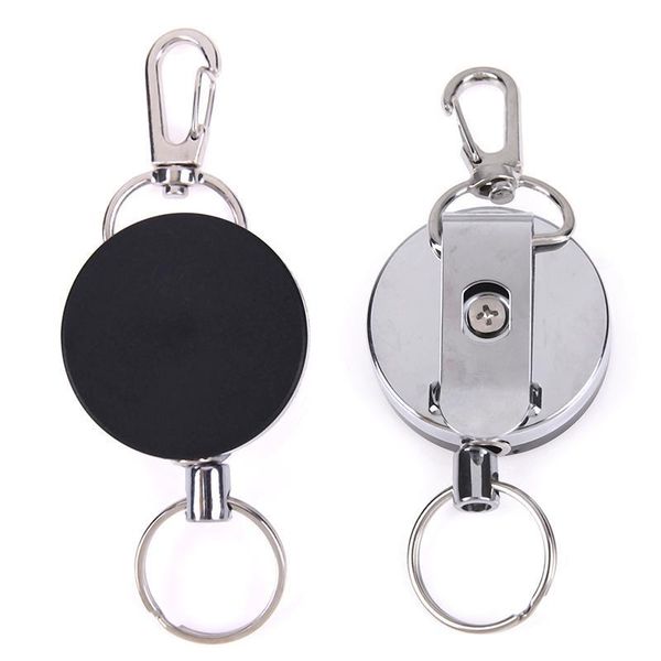 

1pcs steel wire rope elastic keychain sporty retractable key ring lost keychain safety buckle id card holder clips h jlludo
