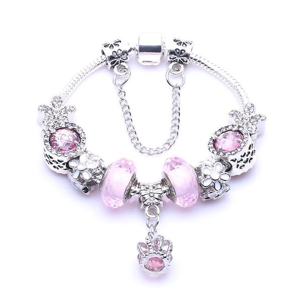 

diy pink charm bead 3mm snake bone bracelet suitable for pandora style crown pendant women's bracelet jewelry, Black