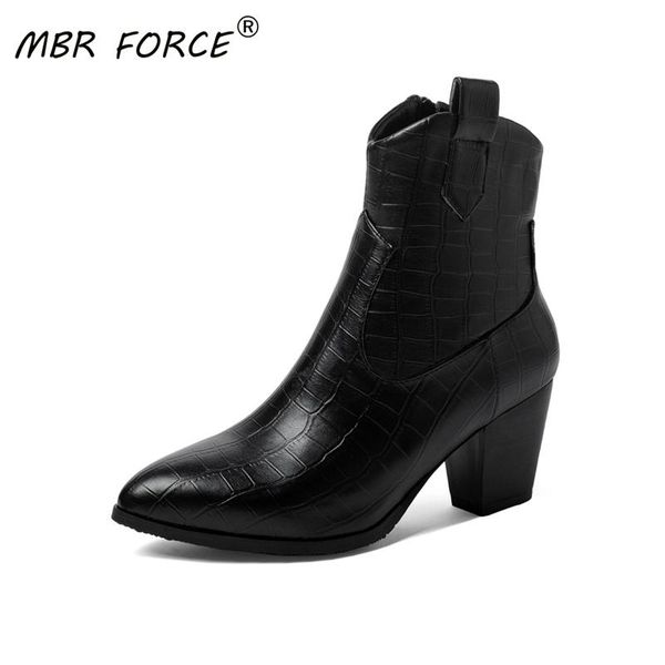 

mbr силы женщины классика ботильоны замша мягкая обувь anti-skid женщина boots высокие каблуки zipper причинная женская обувь черный белый, Black