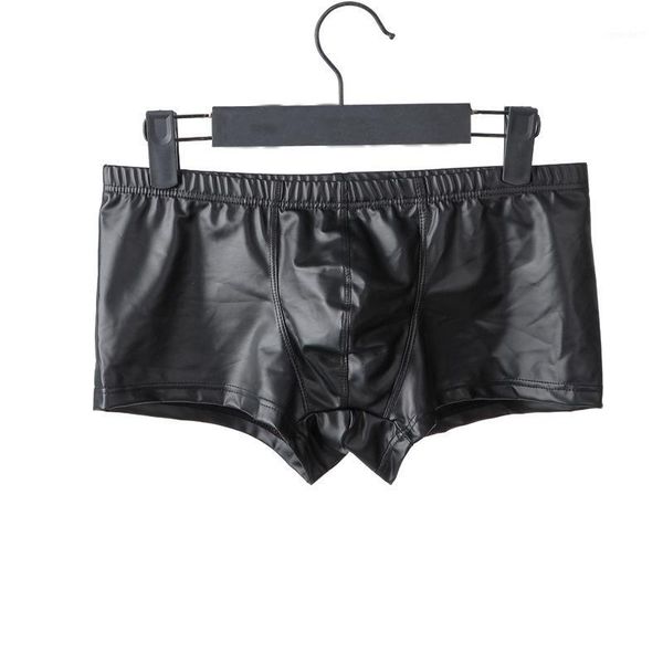 

underpants 2021 plus size boxers black nylon men pu faux leather underwear shorts sheathy cool male gay underwear1, Black;white
