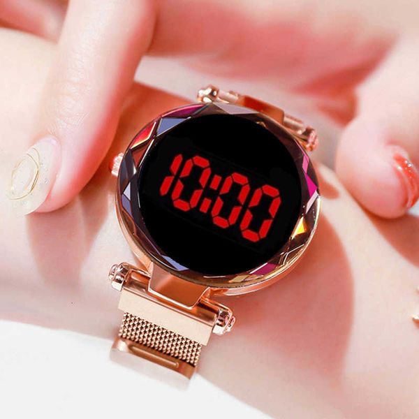 

women digital fashion touch led watch magnetic ladies female wristwatch electronic wrist watches clock, Silver
