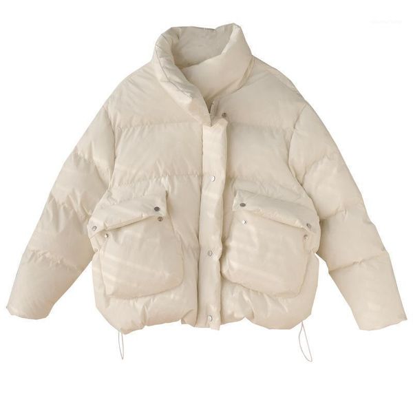 

2020 women winter coat long sleeve stand collar women short winter warm jacket coat casaco feminino cotton1, Black