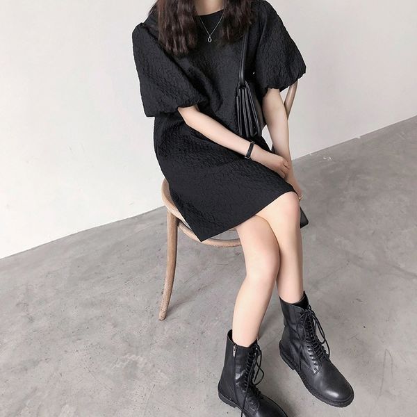 

дизайн чувство цепи меньшинства спинки складка платье платье dressaline dresssummer новой короткий a-линия юбка коротких рукавов женщин yipw, Black;gray