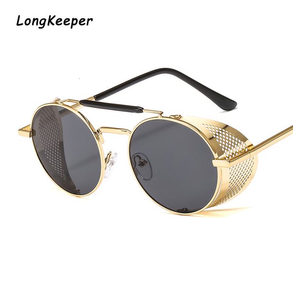 

brand long metal round steampunk sunglasses men women black friday glasses brand designer retro frame vintage sunglasses oculos uv400, White;black