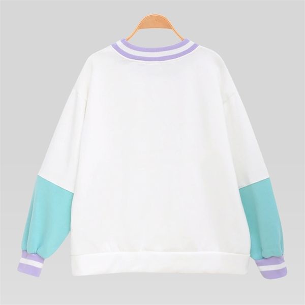 

womens clothes hoodies sweatshirt young girls cute butterfly loose autunm women long sleeve warm fleece pullover white blue 201204, Black
