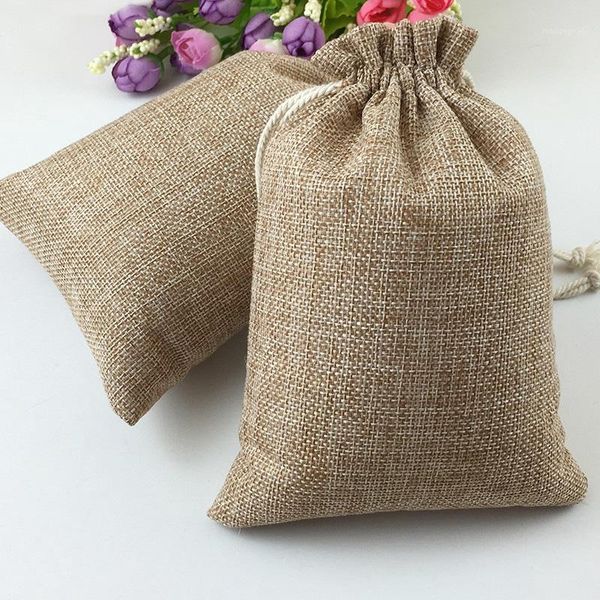 

50pcs vintage natural burlap hessia gift candy bags wedding party favor pouch birthday supplies drawstrings jute gift bags1